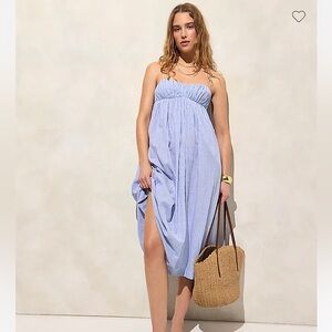 J. Crew Airy gauze empire waist midi dress in stripe